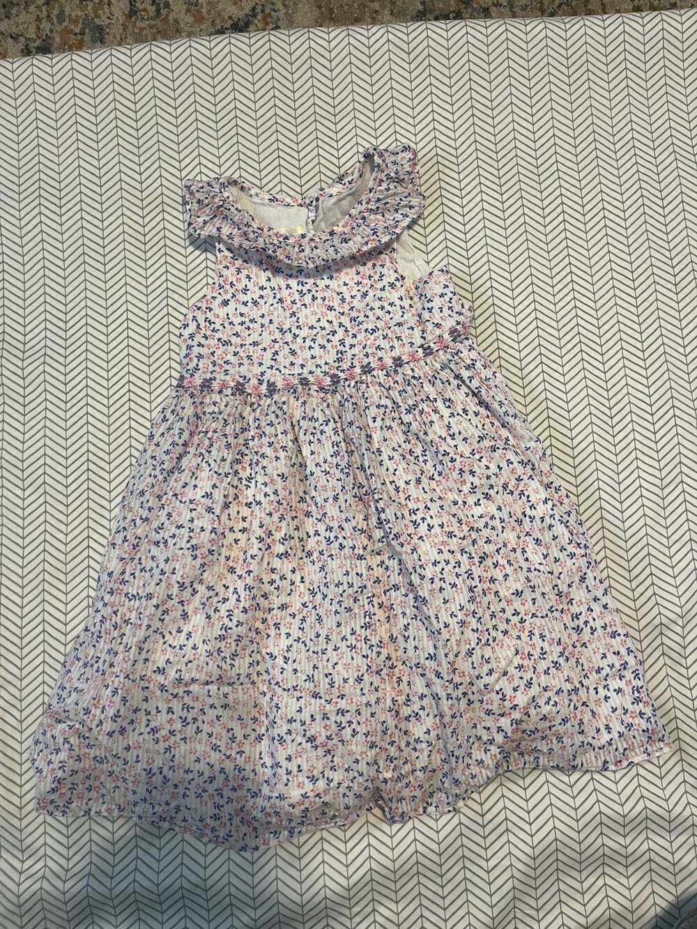 Laura Ashley London Girls Floral Ruffle Collar Dress Size 5